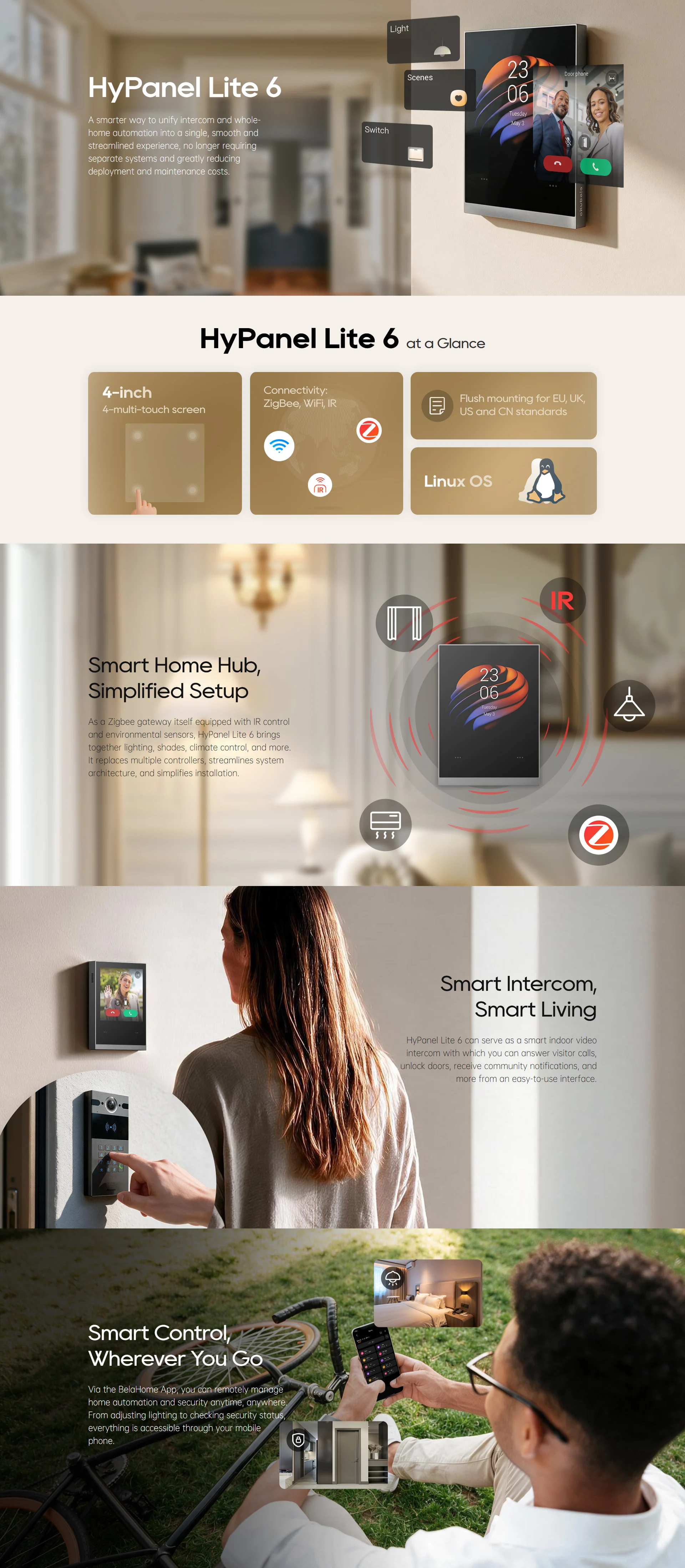 Akubela HyPanel Lite 6 features: smart home hub, smart intercom and BelaHome app control