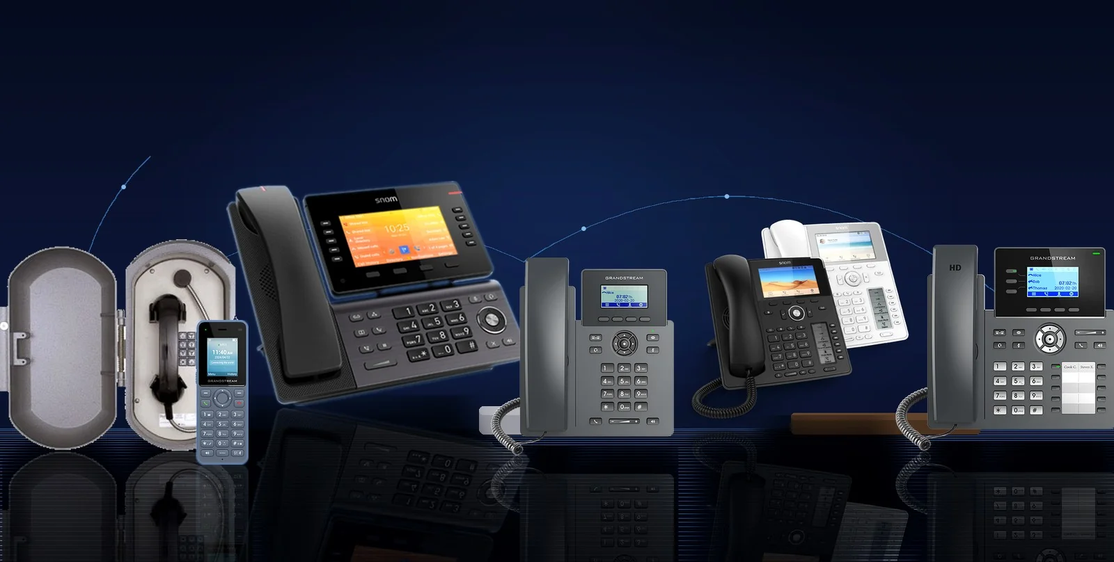 Business IP desk phones and Wi-Fi handsets for enterprise offices