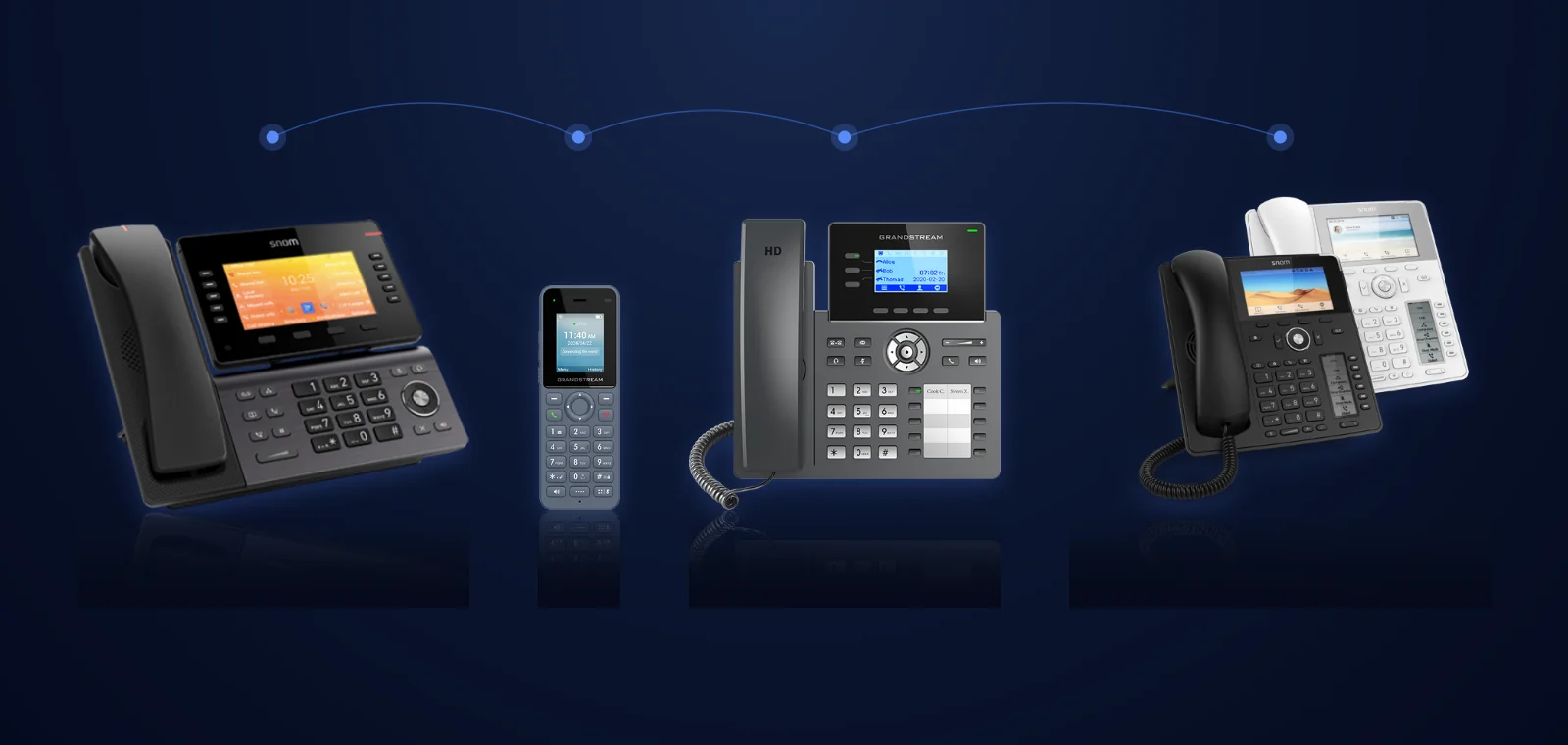Patient room bedside IP phones in a hospital ward